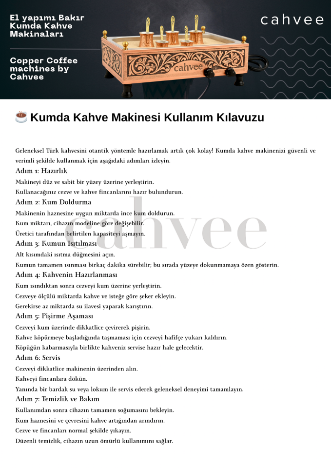 Küçük Kumda Kahve Makinesi Ev Tipi – Kare I Mini | Cahvee