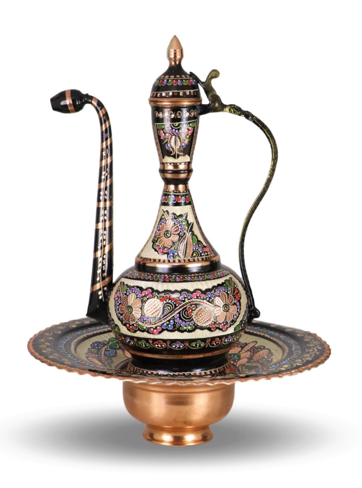 Cahvee Handmade Copper Jug – Rose Flower Engraved