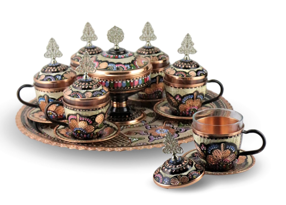 6’lı Bakır Nescafe Takımı – Gülçiçek Erzincan El İşçiliği I Cahvee