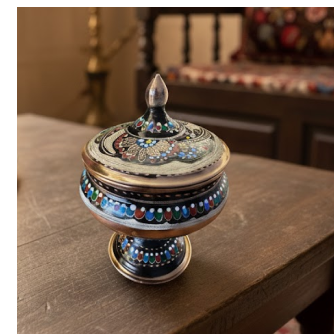 Handcrafted Copper Sugar Bowl – Turkish Delight Serving Bowl