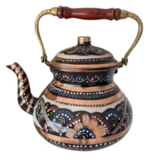 Nostalgia Copper Teapot - with Top Handle and Embroidered Real Copper for 8 Pers