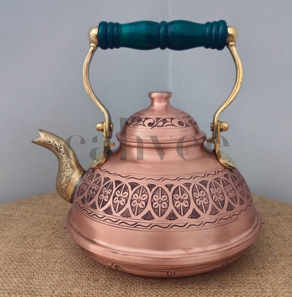 Nostaljik İtalyan Tipi Bakır Çaydanlık 2,1 LT | El Yapımı Geleneksel I Cahvee