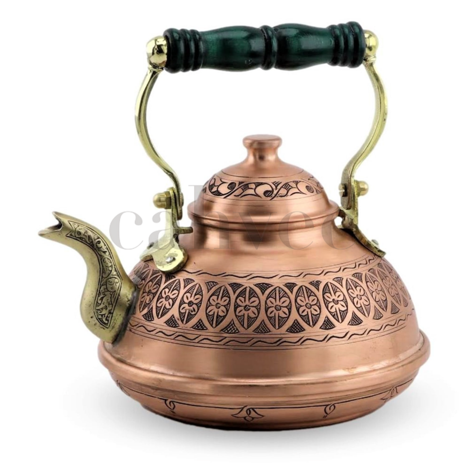 Nostaljik İtalyan Tipi Bakır Çaydanlık 2,1 LT | El Yapımı Geleneksel I Cahvee